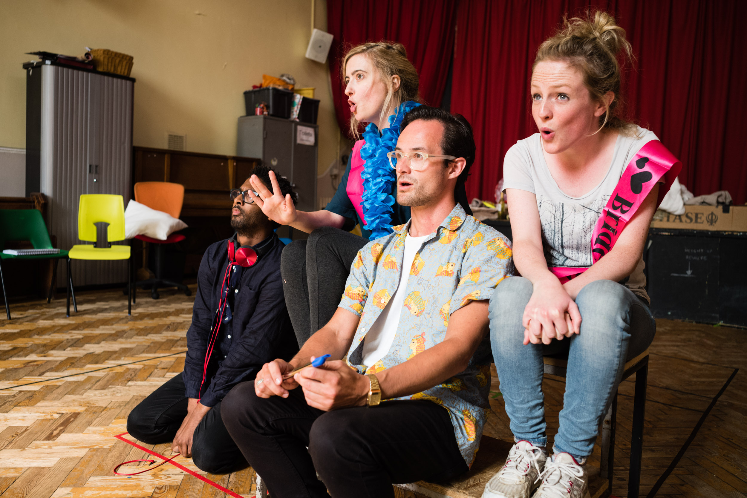 From Left: Abigail Kelly (Pamina), Rosie Middleton (Papagena), Lawrence Olsworth-Peter (Tamino), Susanna Buckle (Pamina)