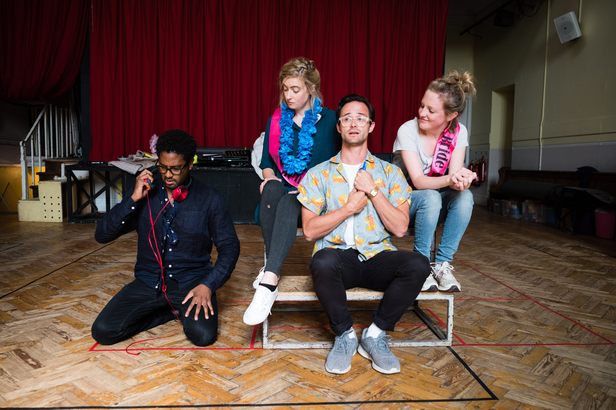 From Left: Abigail Kelly (Pamina), Rosie Middleton (Papagena), Lawrence Olsworth-Peter (Tamino), Susanna Buckle (Pamina)